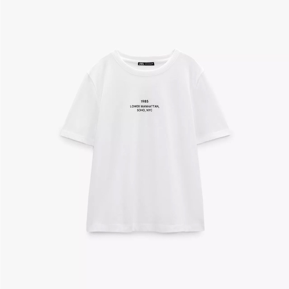 Zara Lower Manhattan SoHo White Baby Tee